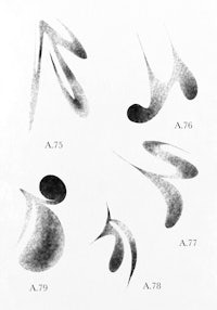 a black and white drawing of a number of calligraphy strokes