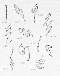 a set of different calligraphy designs on a piece of paper